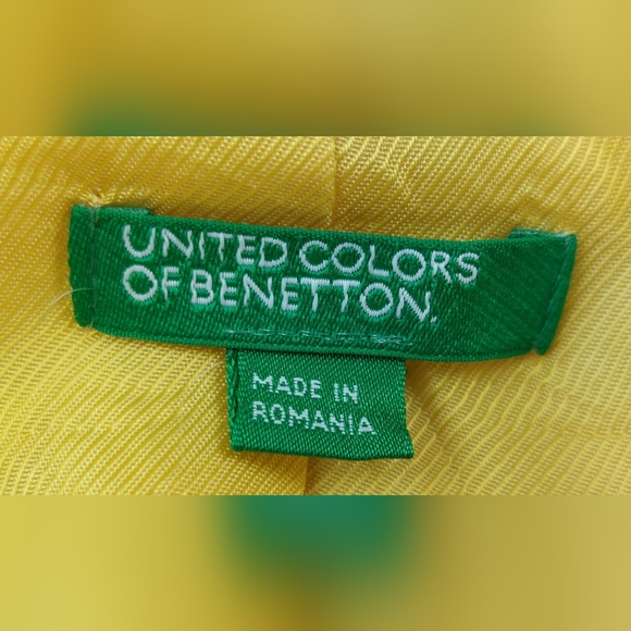 United Colors Of Benetton Duffle Coat Womens Size 6 Yellow Jacket Full Zip Wool - Picture 10 of 11